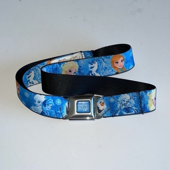 Buckle Down Frozen Characters Blue Webbing Seatbelt Belt - Picture 2 of 4